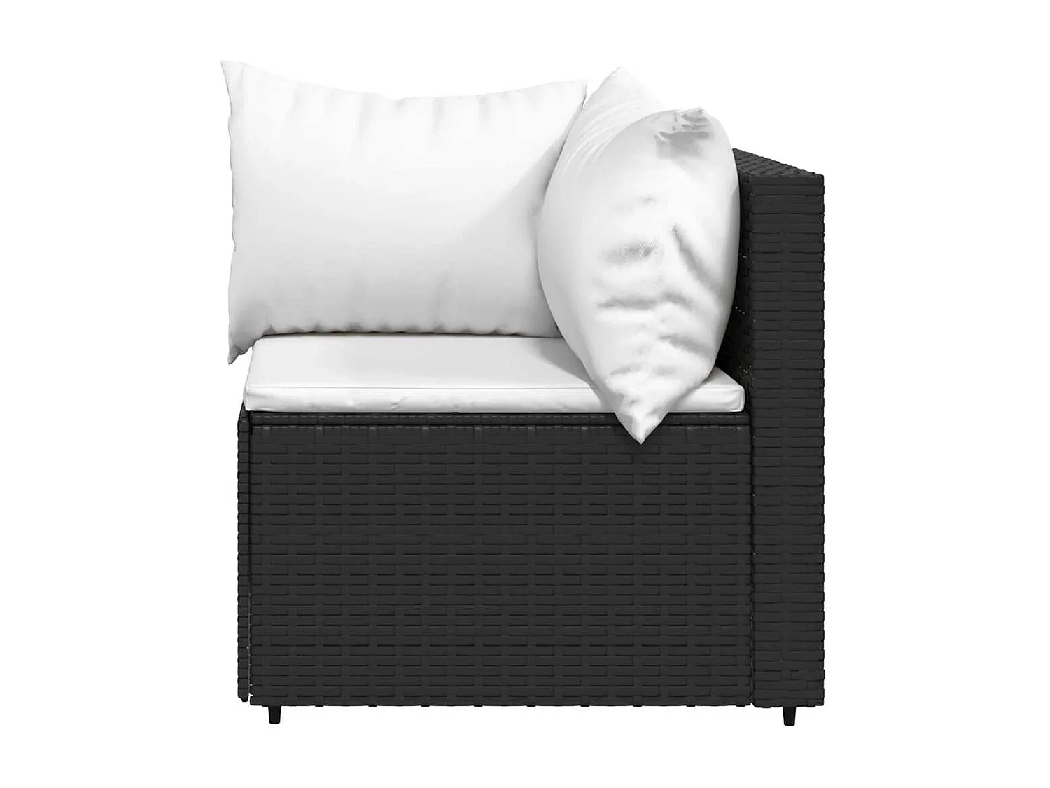 4 pcs conjunto lounge de jardim c/ almofadões vime PE preto