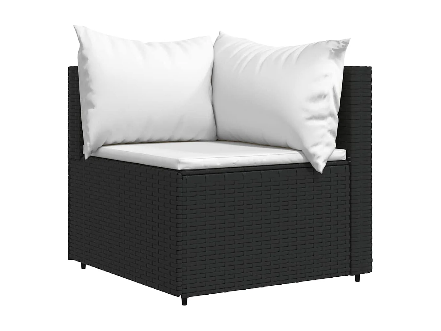 4-tlg. Garten-Lounge-Set mit Kissen Schwarz Poly Rattan