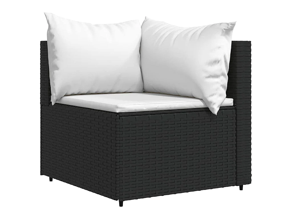 4 pcs conjunto lounge de jardim c/ almofadões vime PE preto