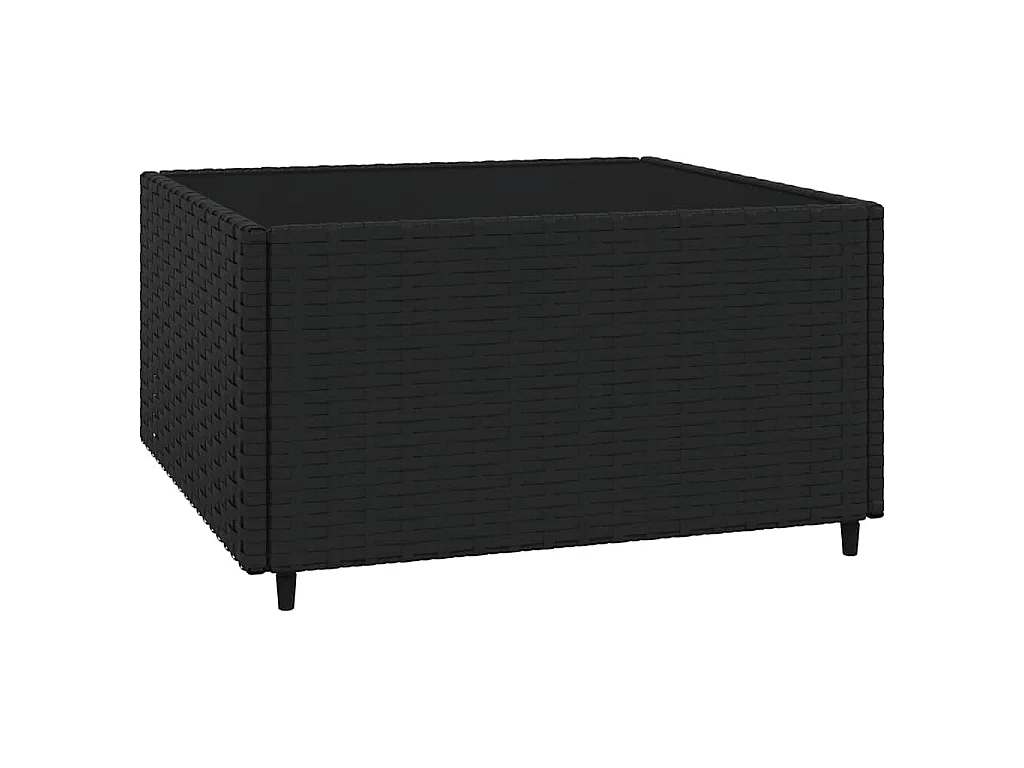 4 pcs conjunto lounge de jardim c/ almofadões vime PE preto