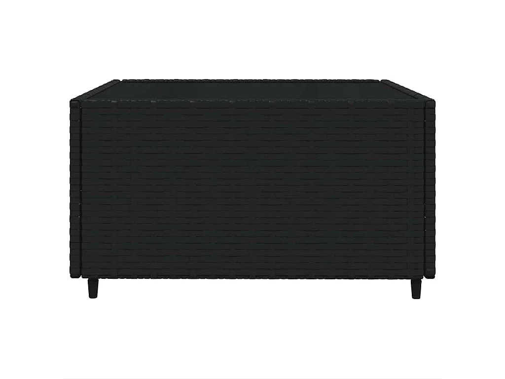 4 pcs conjunto lounge de jardim c/ almofadões vime PE preto