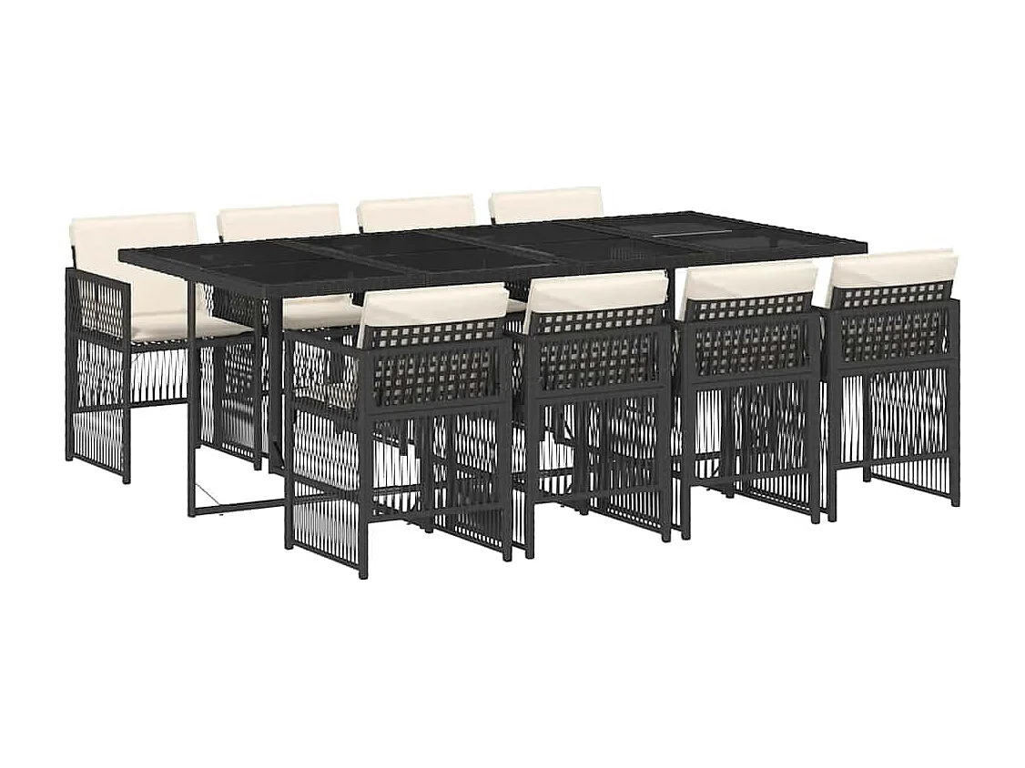 9-delige Tuinset poly rattan zwart