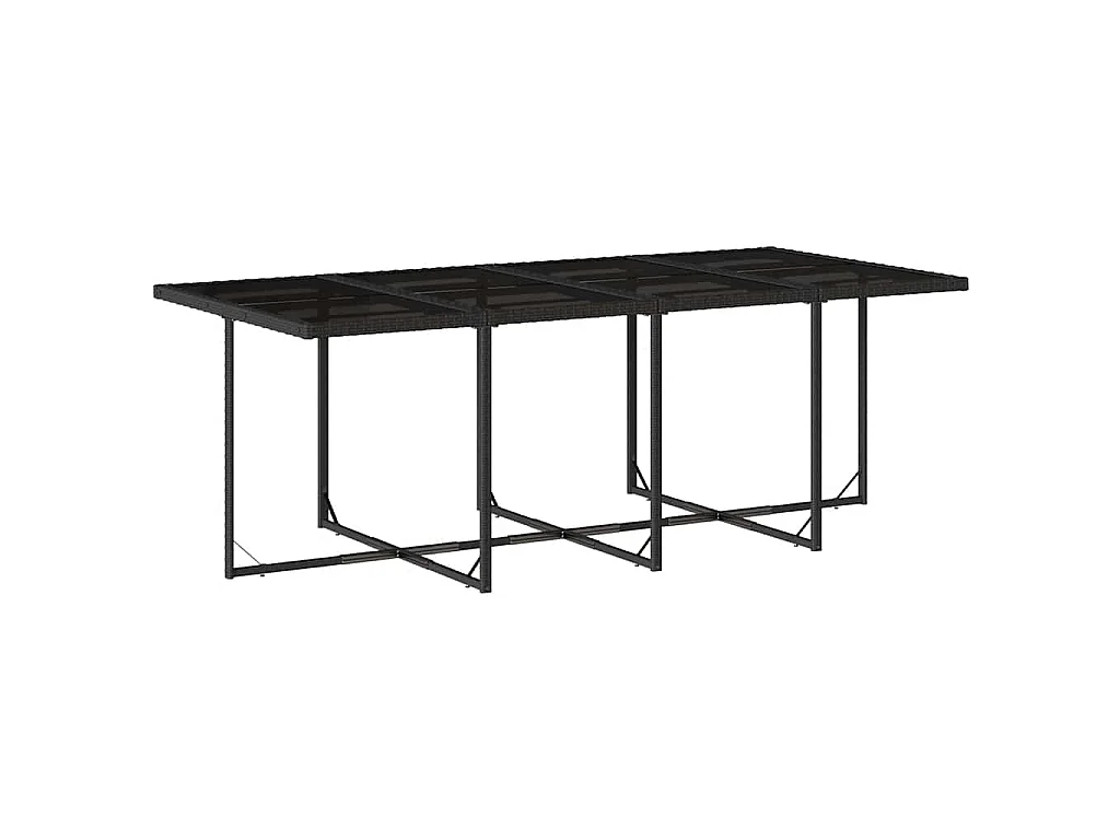 Set da Pranzo da Giardino 9 pz con Cuscini Nero in Polyrattan