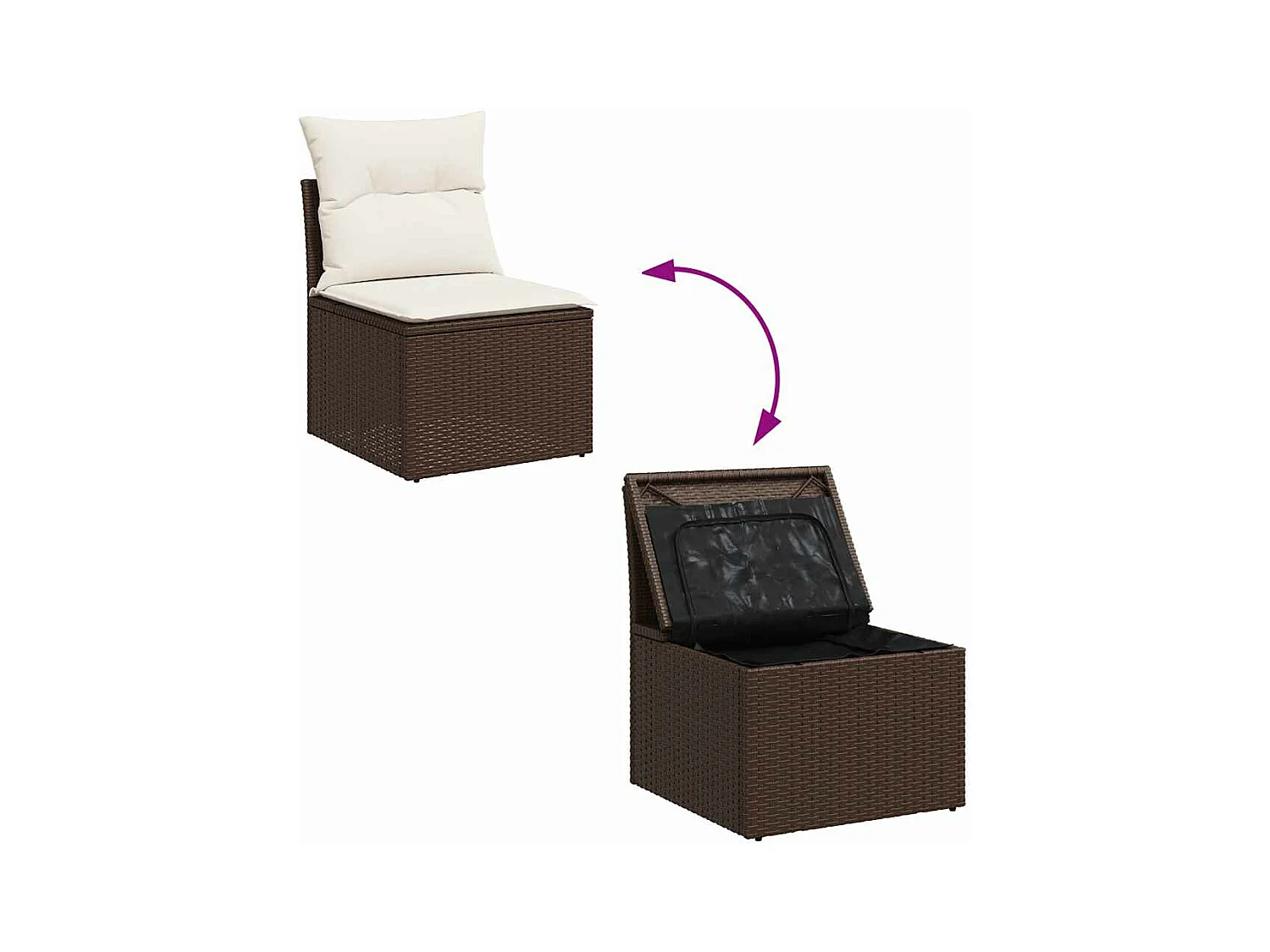 6-delige Loungeset met kussens poly rattan bruin