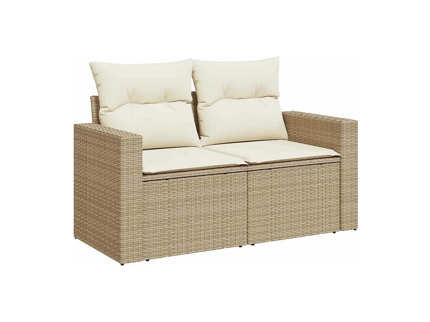 Salon de jardin avec coussins 7 pcs beige résine tressée