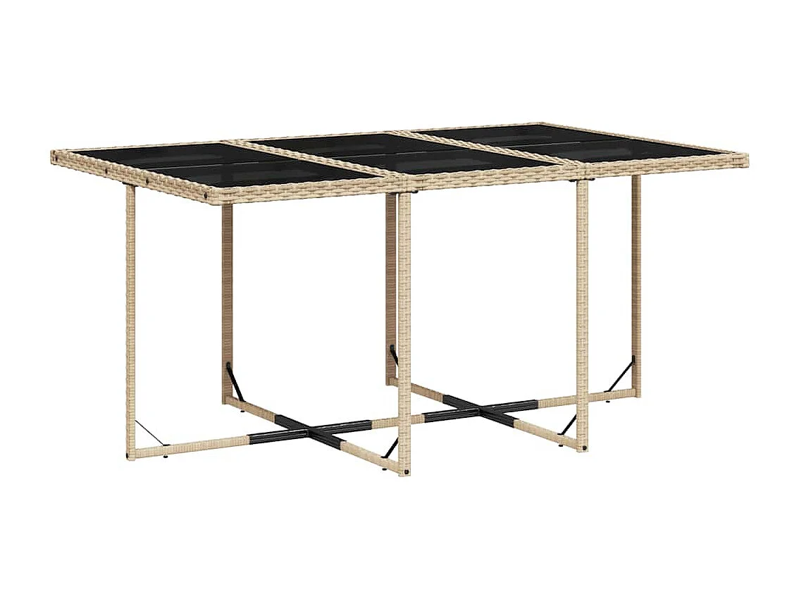 Ensemble à manger de jardin coussins 7 pcs mélange beige rotin