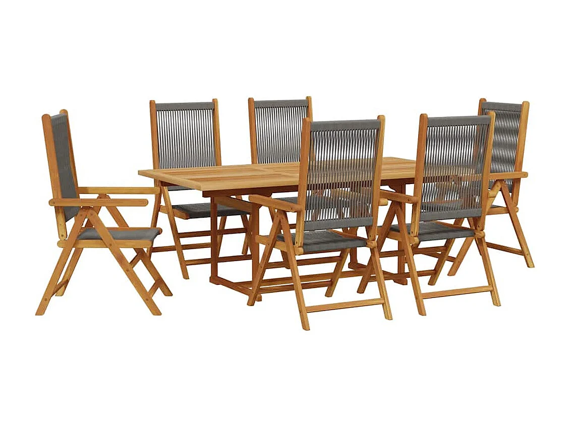 Set da Pranzo da Giardino 7 pz Polipropilene e Legno Massello