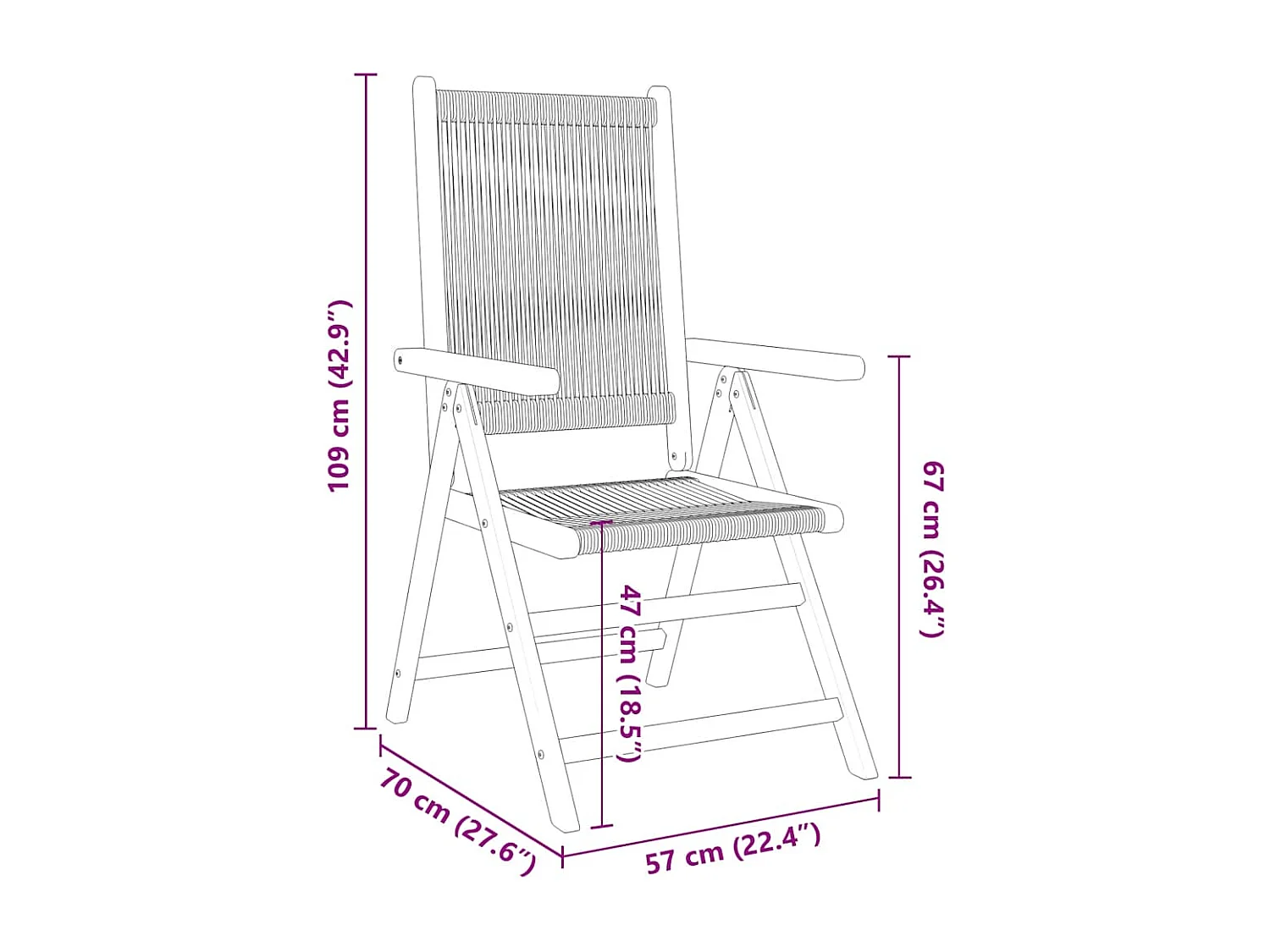 Set da Pranzo da Giardino 7 pz Polipropilene e Legno Massello