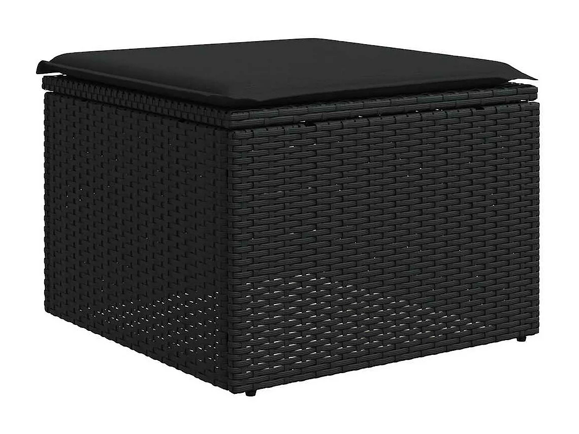 2-tlg. Garten-Sofagarnitur mit Kissen Schwarz Poly Rattan