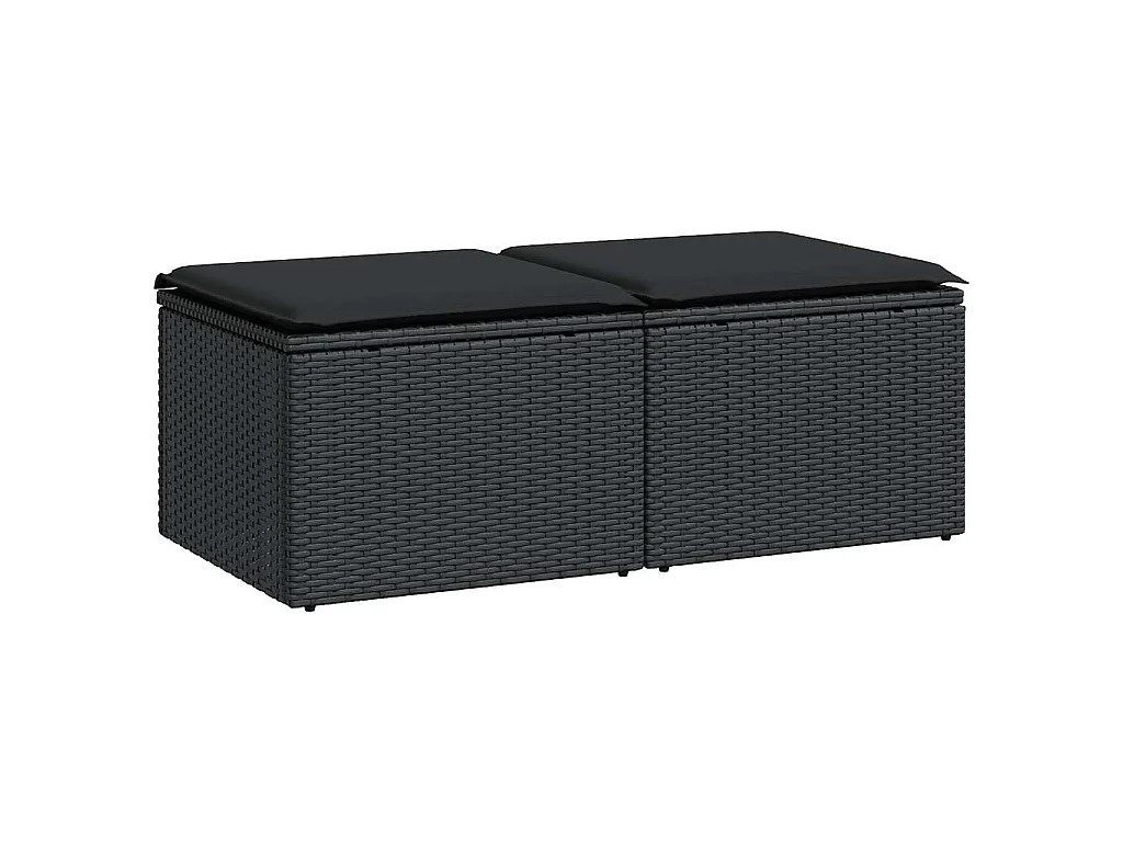 2 pcs conjunto sofás jardim c/ almofadões vime PE/acácia preto