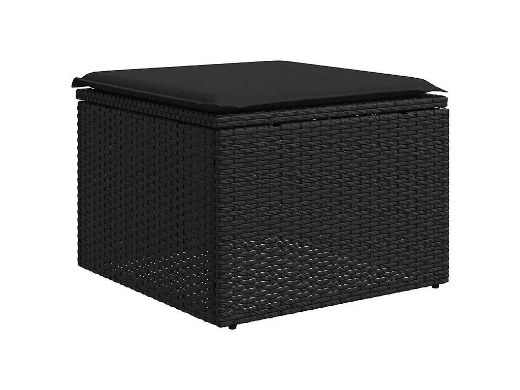 2 pcs conjunto sofás jardim c/ almofadões vime PE/acácia preto