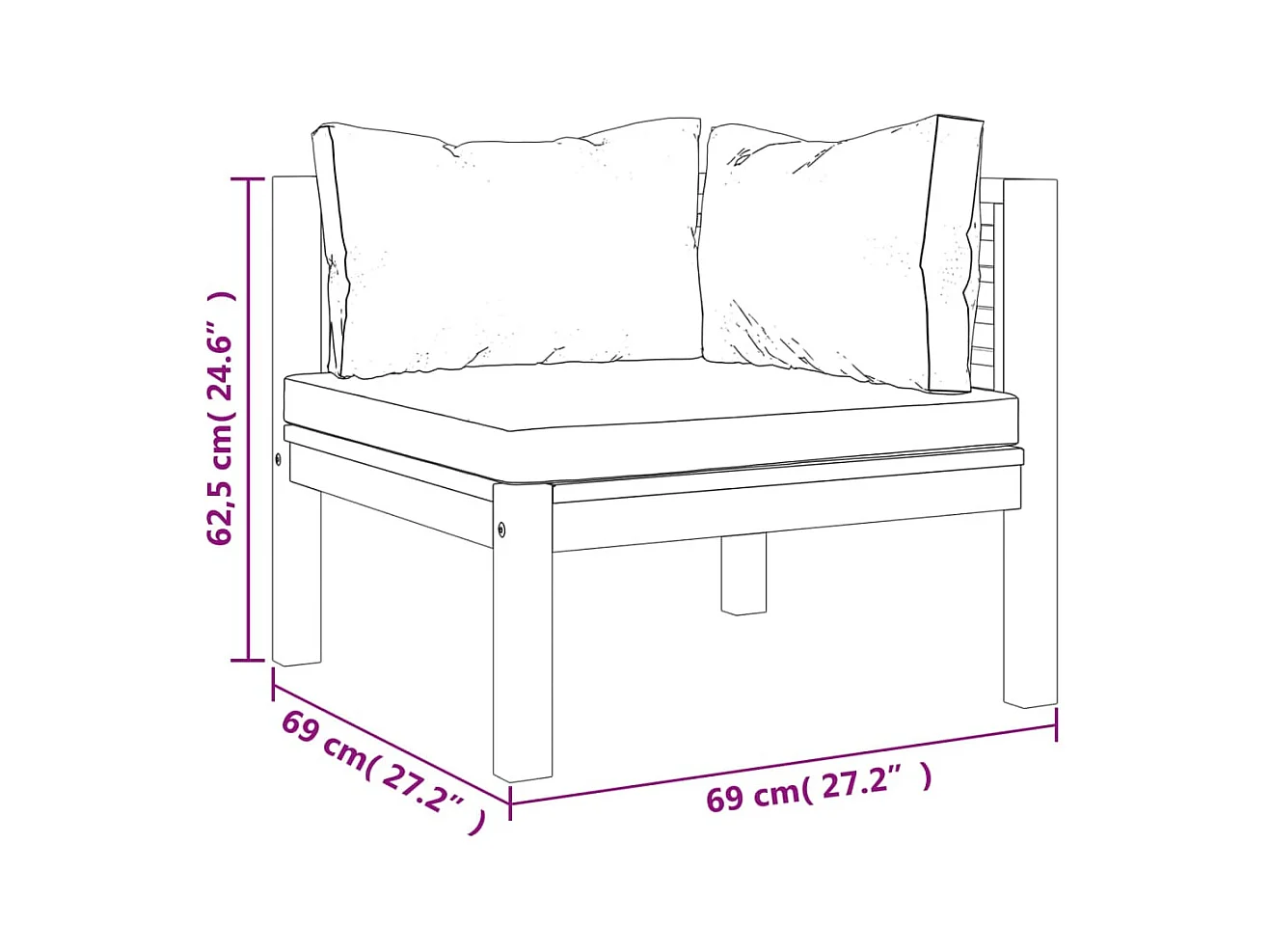 Salon de jardin 7 pcs avec coussin crème Bois d'acacia solide