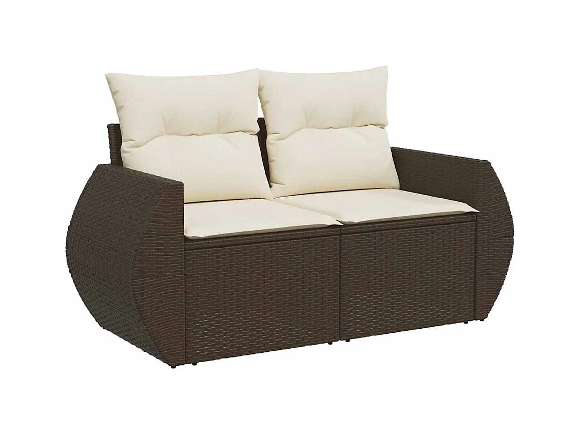 4-delige Loungeset met kussens poly rattan bruin