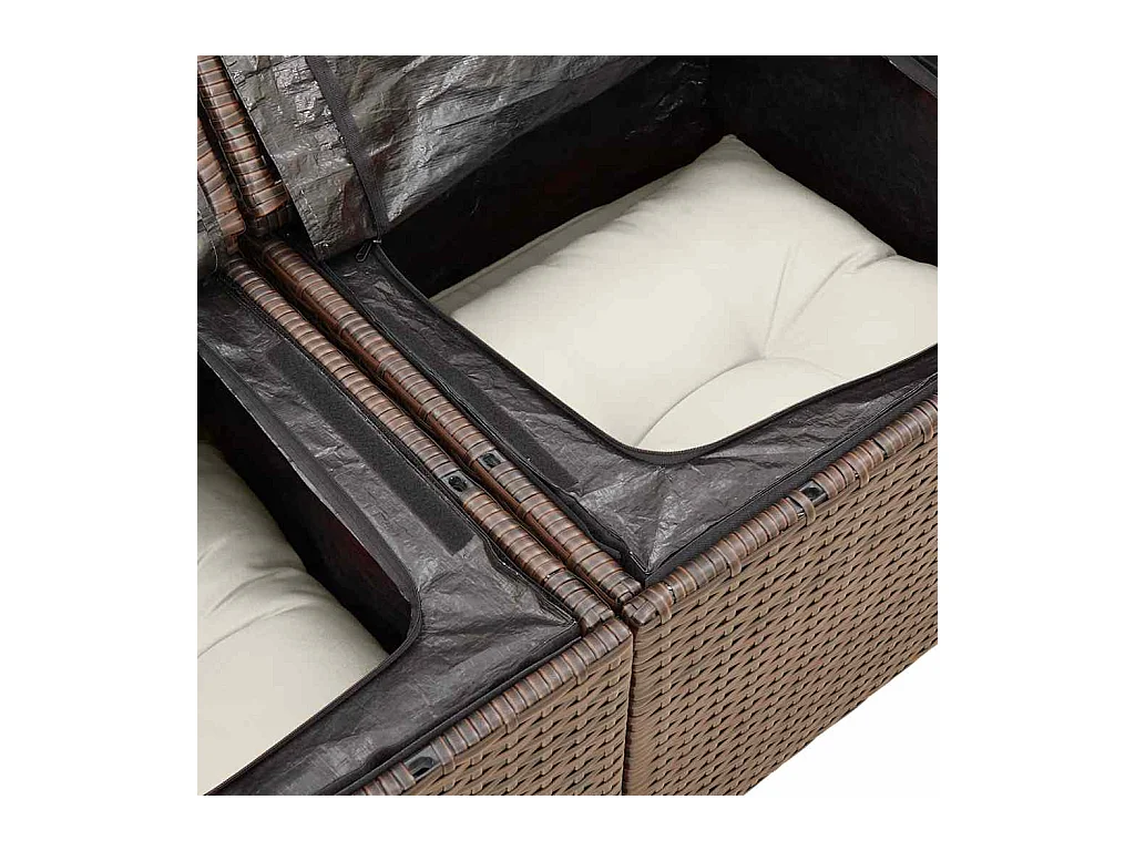 4-delige Loungeset met kussens poly rattan bruin