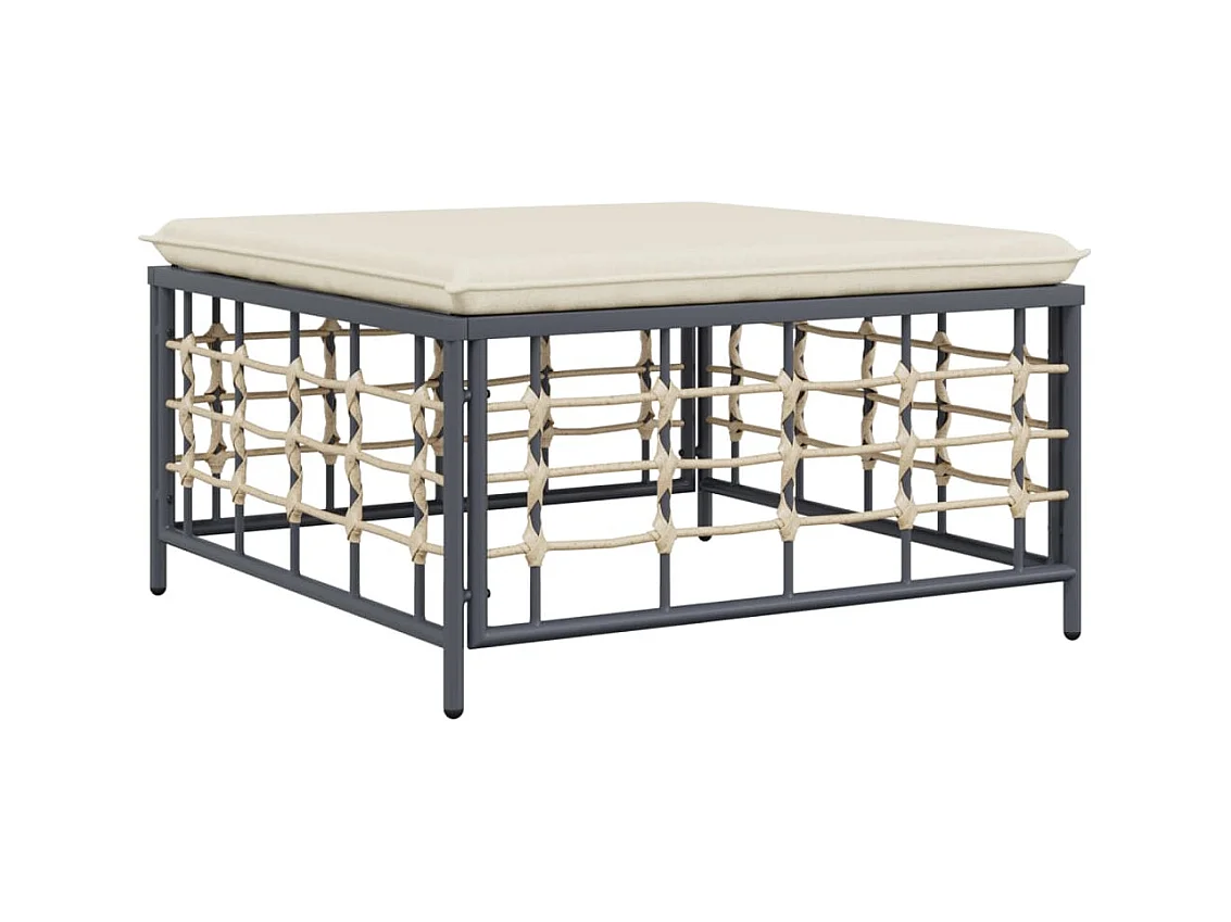 Juego de muebles de jardín 3 pzas cojines antracita ratán PE