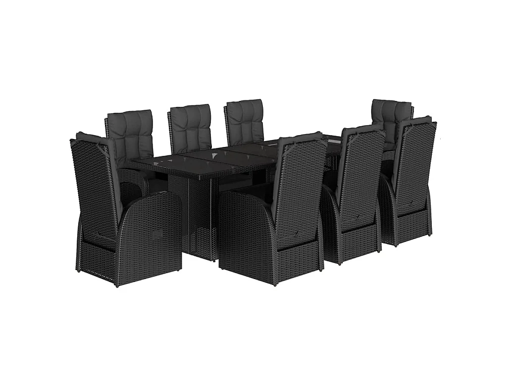 9-delige Tuinset poly rattan zwart