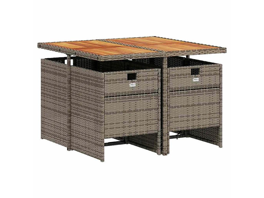 Ensemble à manger de jardin 5 pcs coussins gris résine tressée