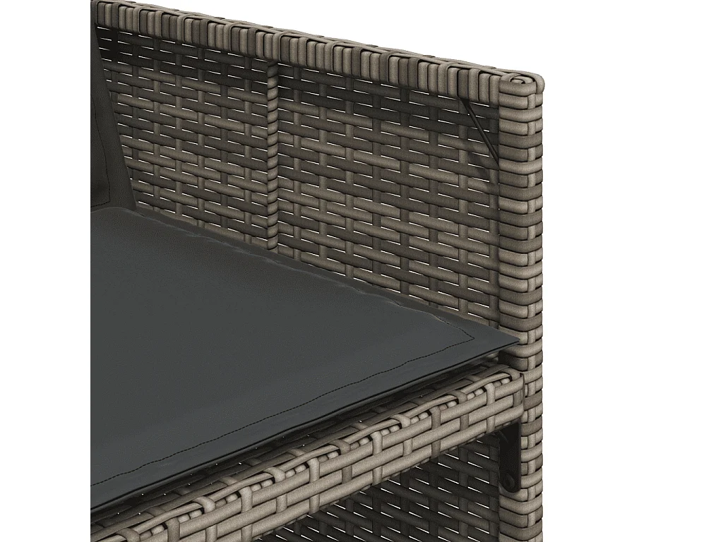 Ensemble à manger de jardin 5 pcs coussins gris résine tressée