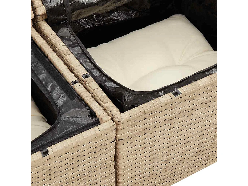5-delige Loungeset met kussens poly rattan beige