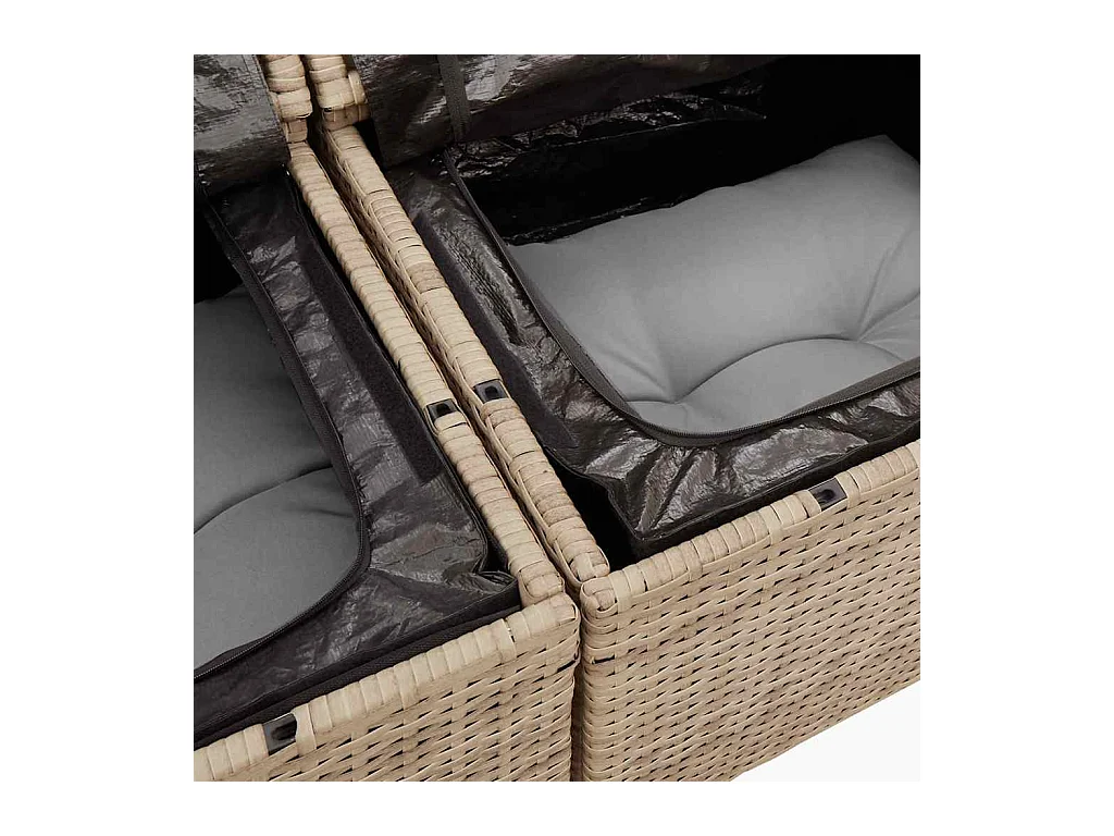 4-delige Loungeset met kussens poly rattan beige