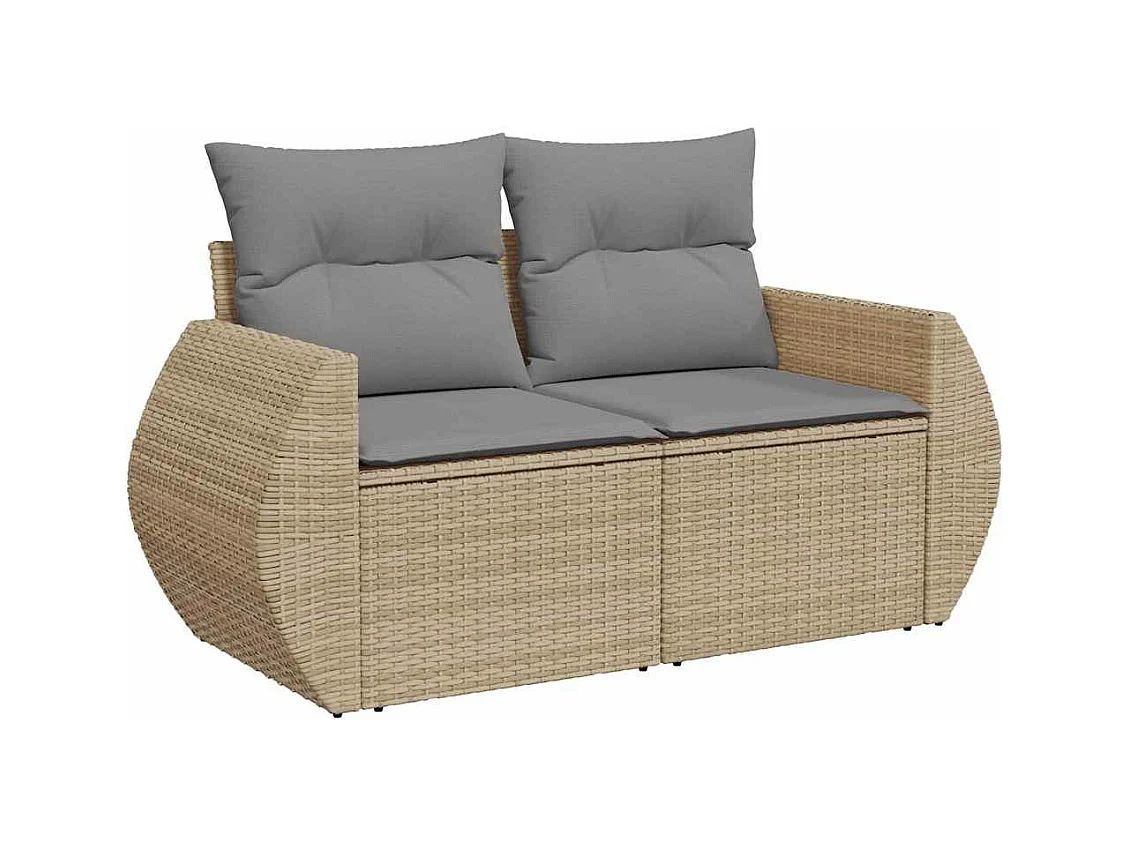 4-delige Loungeset met kussens poly rattan beige