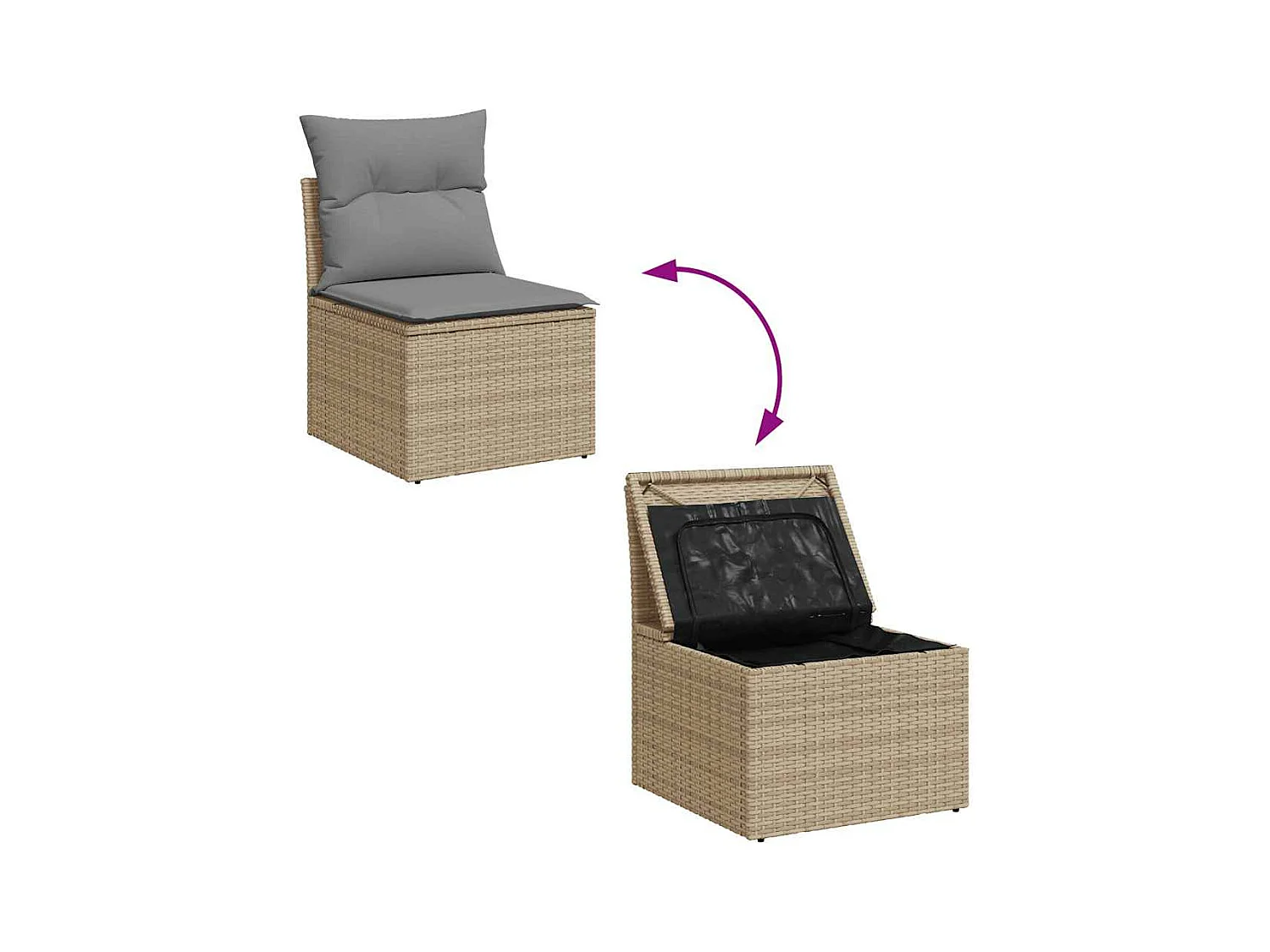 4-delige Loungeset met kussens poly rattan beige