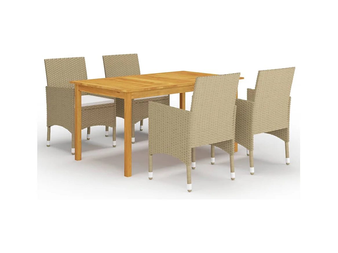 Ensemble à manger de jardin 5 pcs Beige