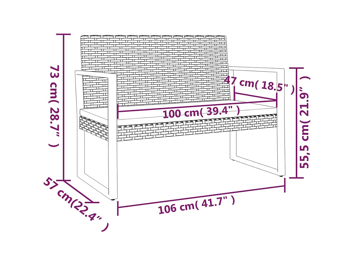 Salon de jardin 4 pcs avec coussins Noir Résine tressée