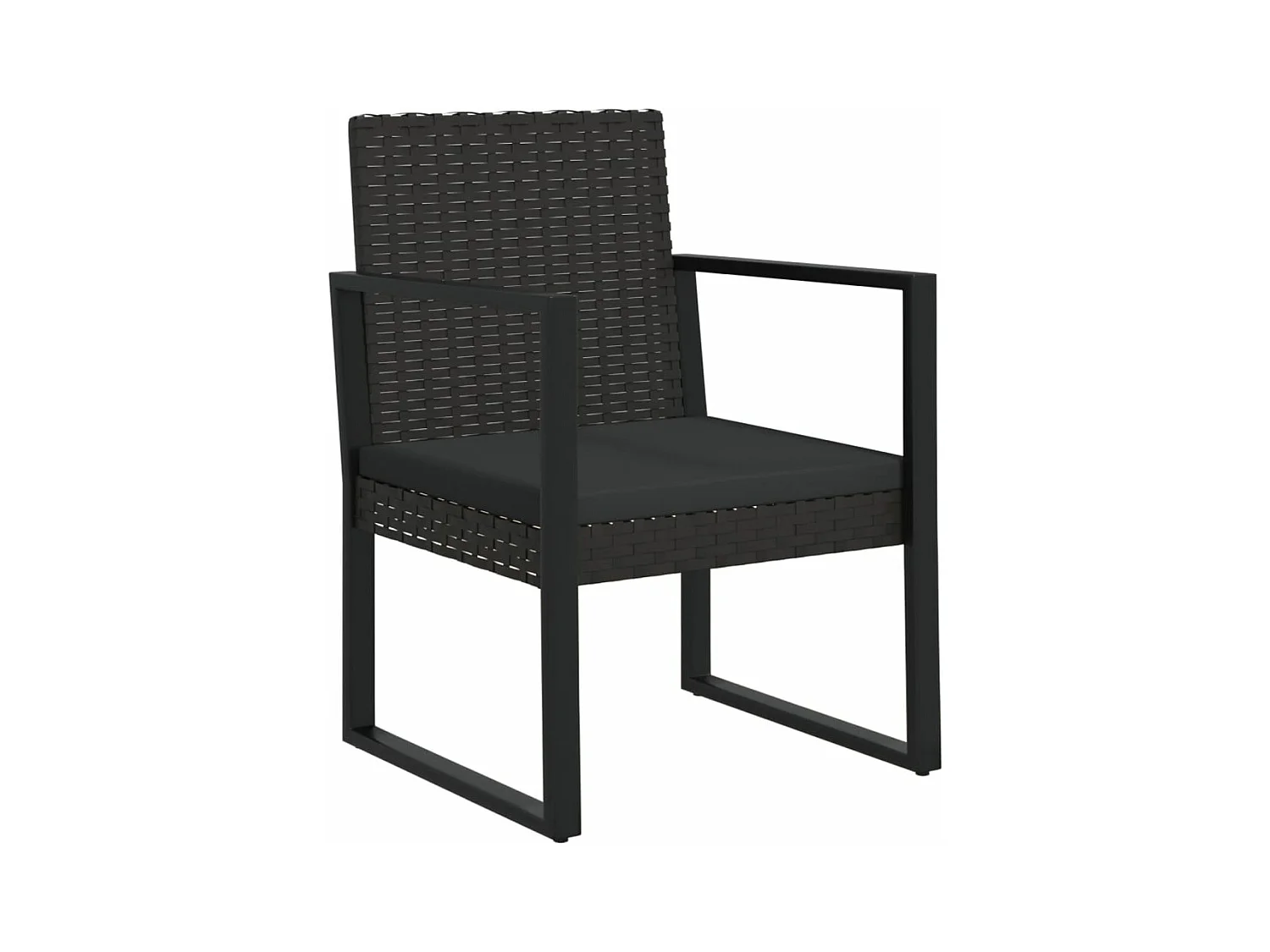 Salon de jardin 4 pcs avec coussins Noir Résine tressée