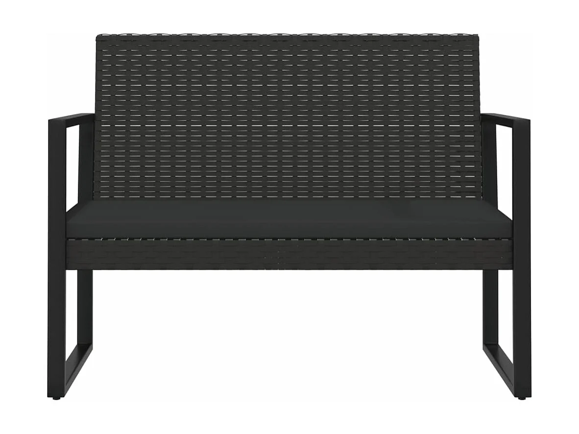 Salon de jardin 4 pcs avec coussins Noir Résine tressée