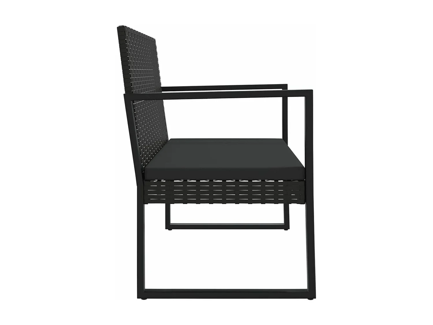 Salon de jardin 4 pcs avec coussins Noir Résine tressée