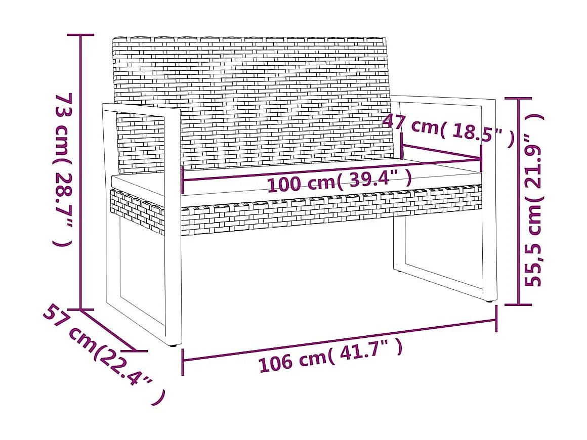 Set Divani da Giardino 4 pz con Cuscini Nero in Polyrattan