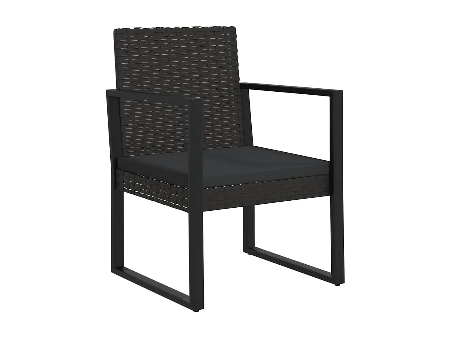 Set Divani da Giardino 4 pz con Cuscini Nero in Polyrattan