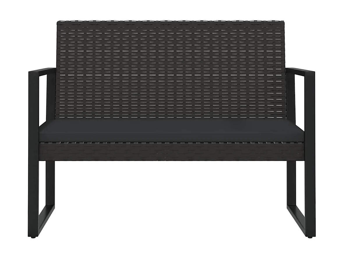Set Divani da Giardino 4 pz con Cuscini Nero in Polyrattan