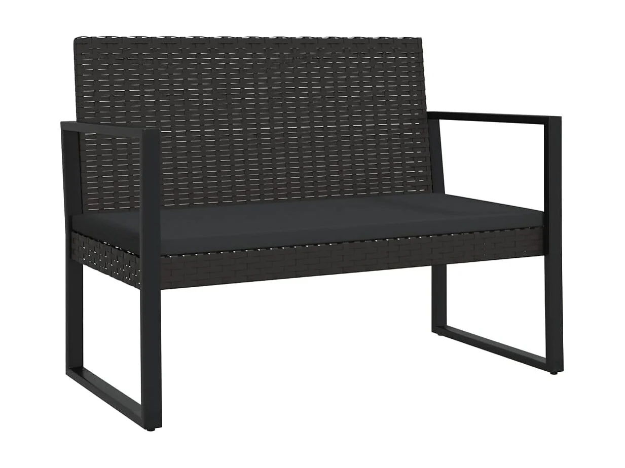 Set Divani da Giardino 4 pz con Cuscini Nero in Polyrattan