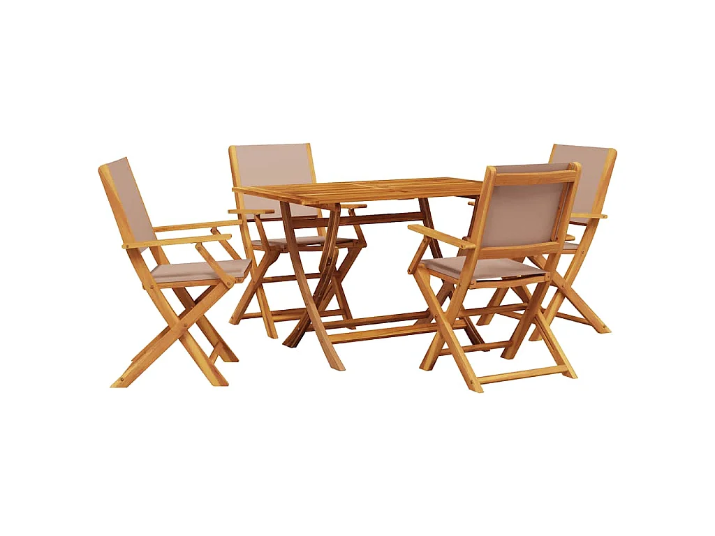 Ensemble à manger de jardin 5 pcs taupe tissu et bois massif