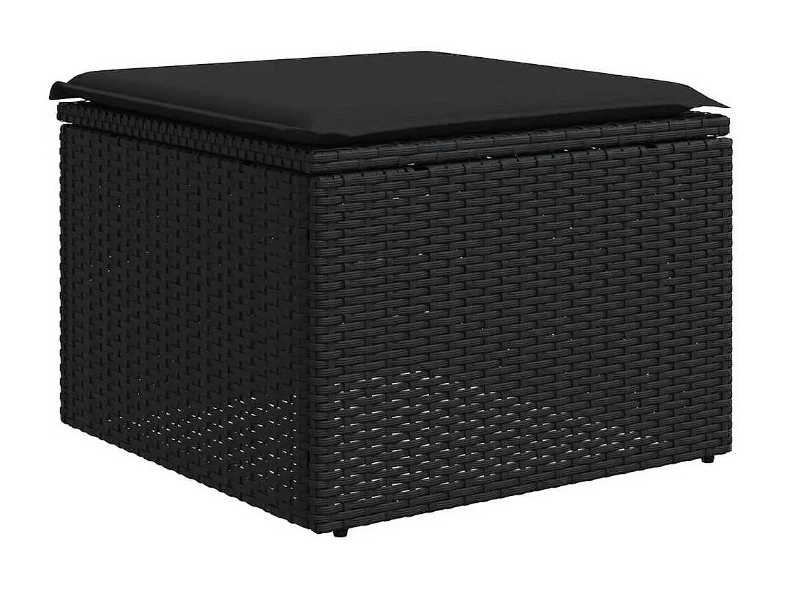 2-tlg. Garten-Sofagarnitur mit Kissen Schwarz Poly Rattan