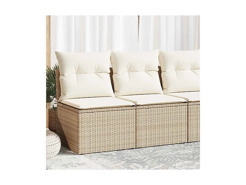 Salon de jardin avec coussins 2 pcs beige résine tressée acacia