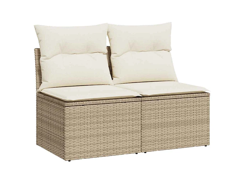 2-tlg. Garten-Sofagarnitur mit Kissen Beige Poly Rattan Akazie