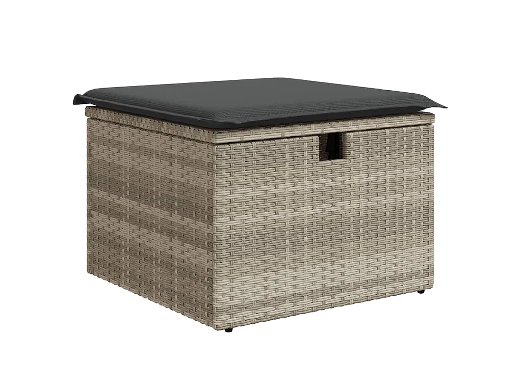 6-delige Loungeset met kussens poly rattan lichtgrijs
