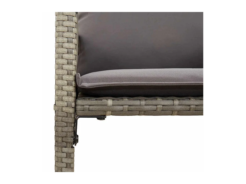 Ensemble de bar de jardin 7 pcs avec coussins gris poly rotin