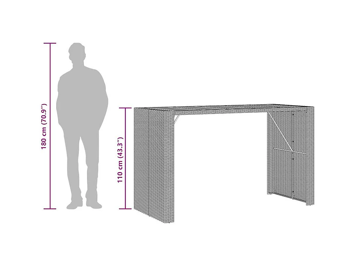 Ensemble de bar de jardin 7 pcs avec coussins gris poly rotin