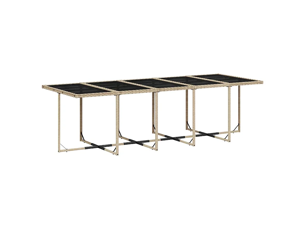 Set Pranzo da Giardino 11 pz con Cuscini Beige Misto Polyrattan