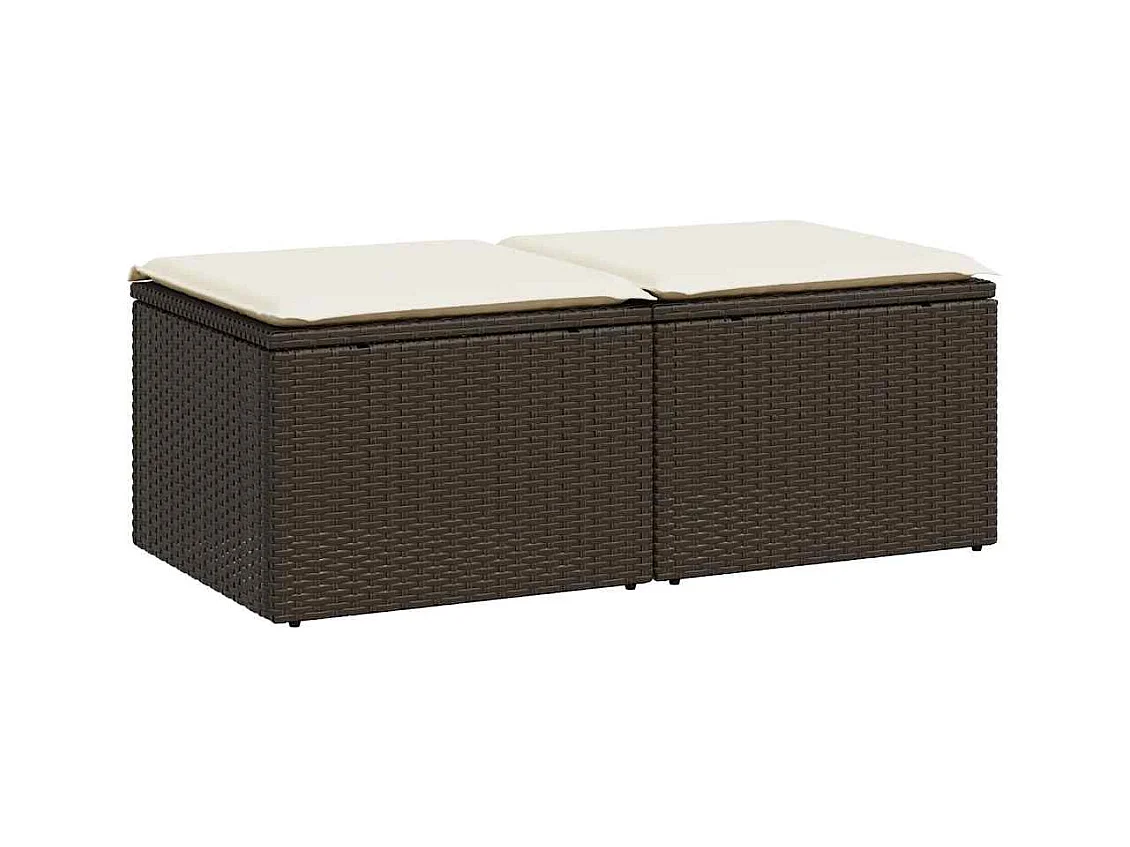 2-delige Loungeset met kussens poly rattan acacia bruin