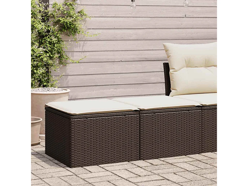 Set Divano Giardino 4 pz con Cuscini Marrone Polyrattan Acacia