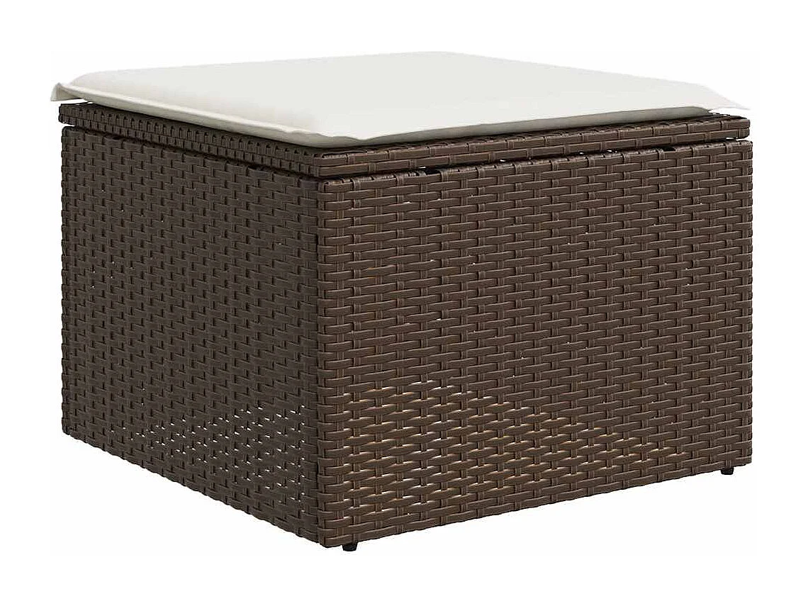 Set Divano Giardino 4 pz con Cuscini Marrone Polyrattan Acacia