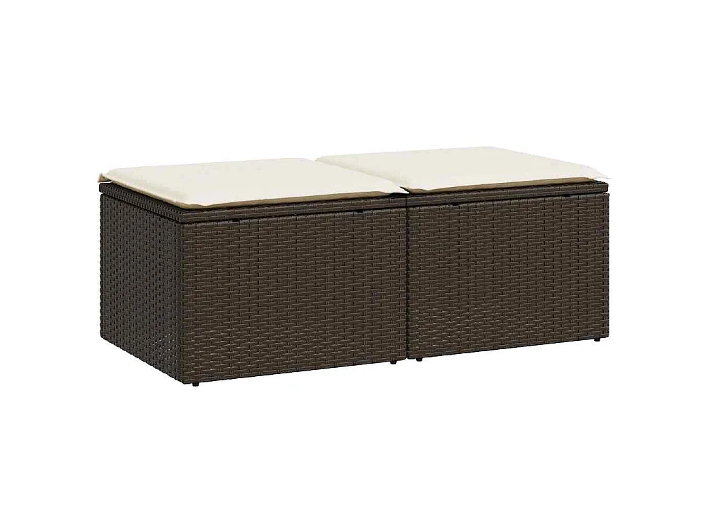 Set sofás jardín y cojines 2 pzas ratán sintético acacia marrón