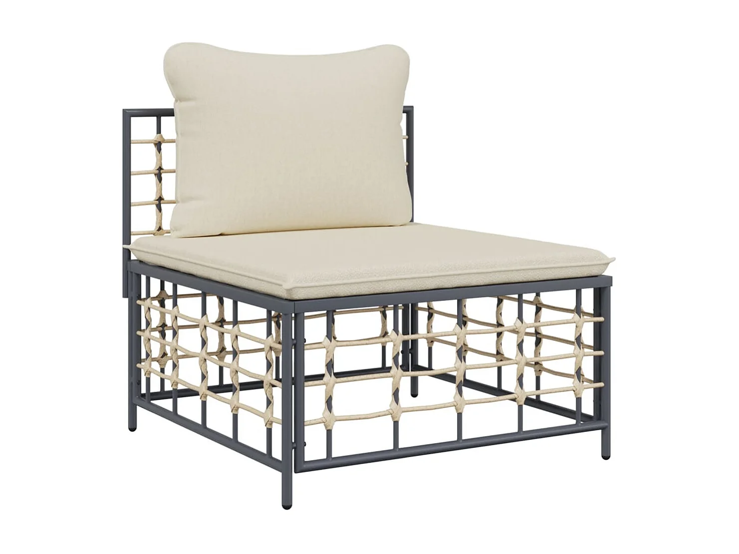 Salon de jardin 9 pcs avec coussins anthracite résine tressée