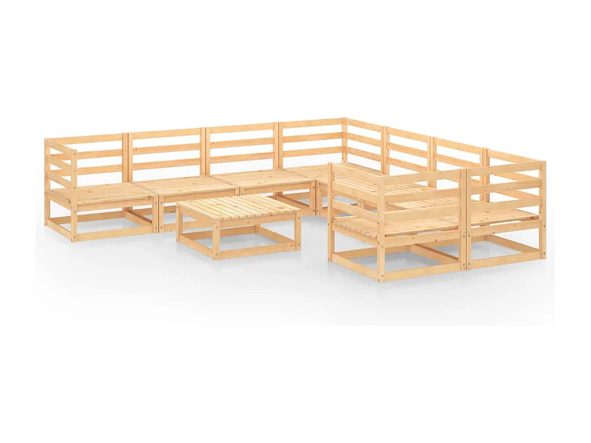 9 pcs conjunto lounge de jardim pinho maciço