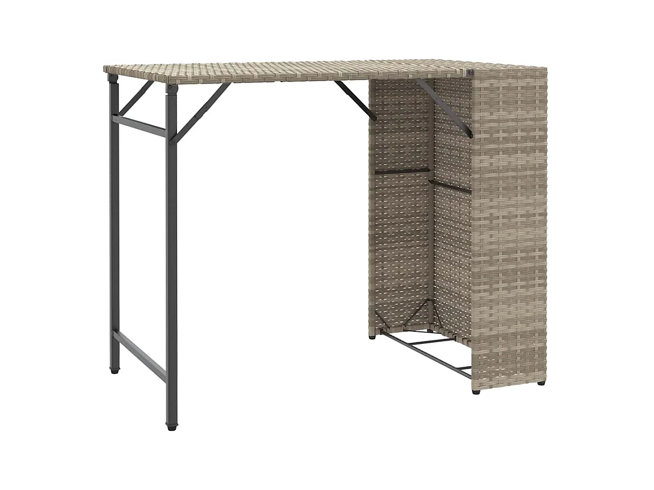 Ensemble à manger de jardin 5 pcs pliable gris clair poly rotin